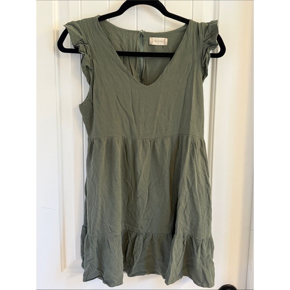 Altar'd State Olive Green Ruffle Babydoll Mini Dress with Pockets Small